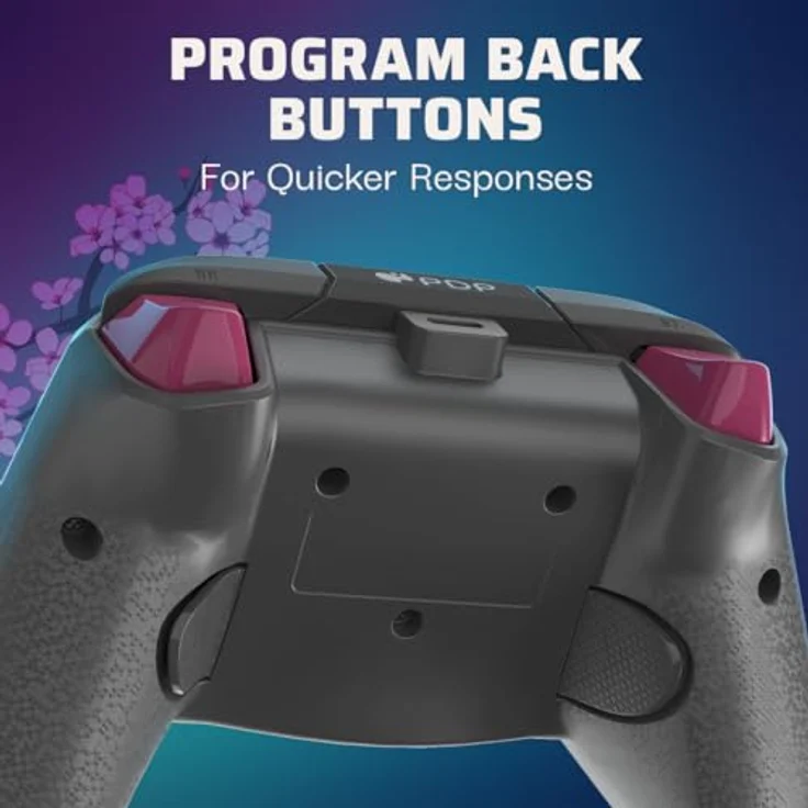 PDP Rematch - Blossom (Glow In Dark) Gamepad - Microsoft Xbox One, Xbox Series S, PC, Grau, Violett, programmierbare Rücktasten, Dual-Rumble-Motoren, integrierte Lautstärkeregler – Bild 7