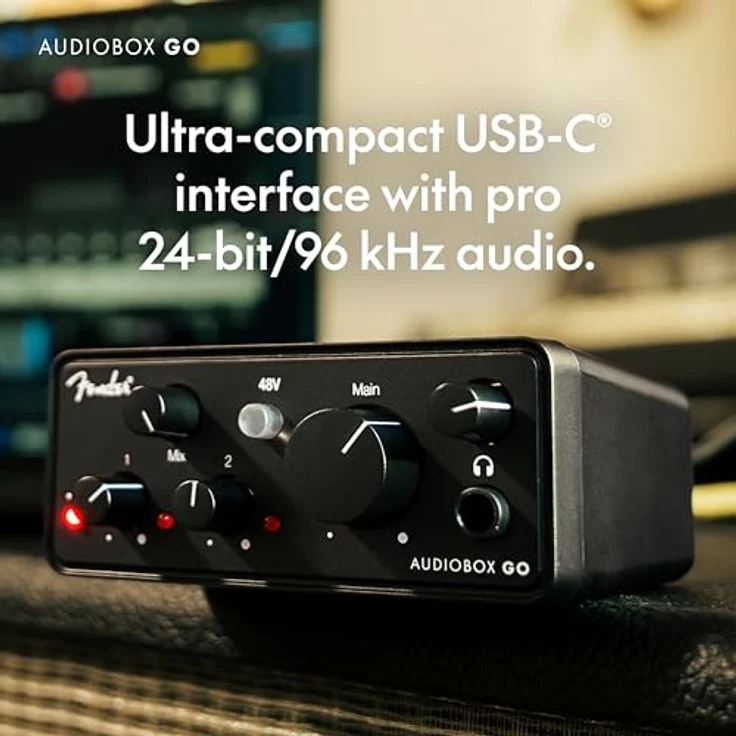 Fender Audiobox Go, Ultrakompaktes 2x2 USB-C Audio-Interface, 24-Bit / 96 kHz mit XLR-Combo-Vorverstärker und Instrumenteneingang, ideal für Mobile Aufnahmen – Bild 5