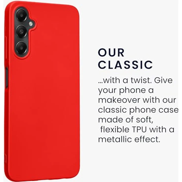 kwmobile Handyhülle für Samsung Galaxy A05s - Silikon Case mit metallischem Schimmer in Metallic Dunkelrot - flexible, rutschfeste Schutzhülle – Bild 3