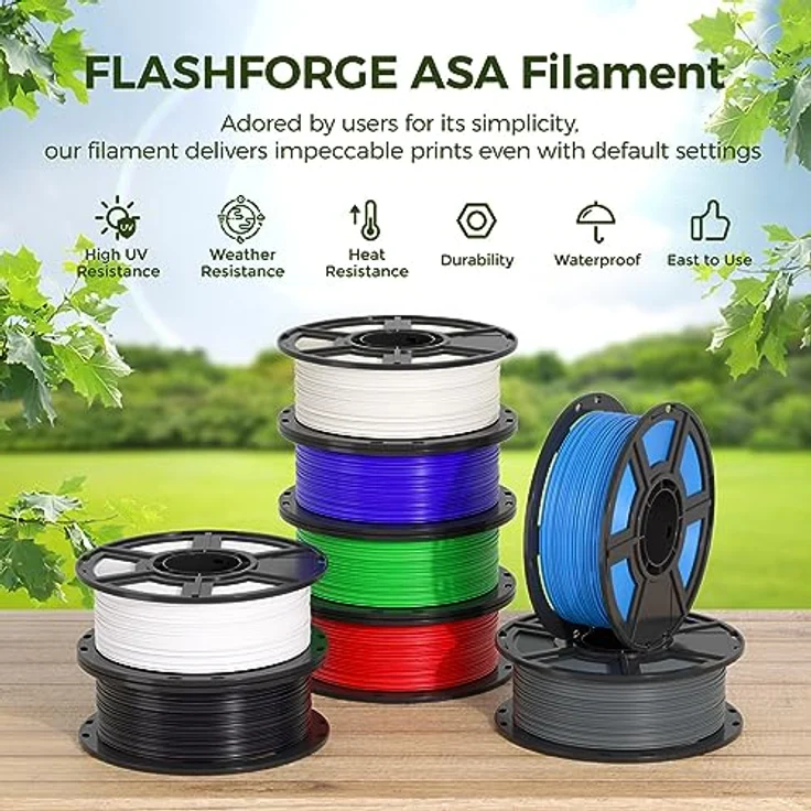 Flashforge ASA Filament 1,75 mm, 1 kg Spule, hochtemperaturbeständig, UV-beständig, schwarz – Bild 2