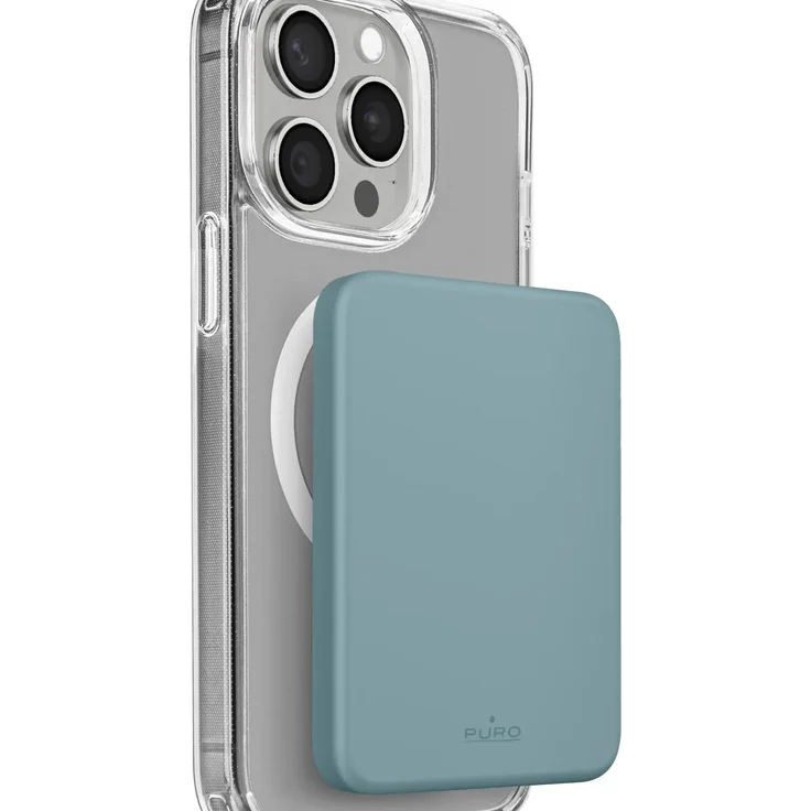 PURO Mini Power Mag, Powerbank Lithium Polymer (LiPo) 4200 mAh mit kabellosem Aufladen, Grün