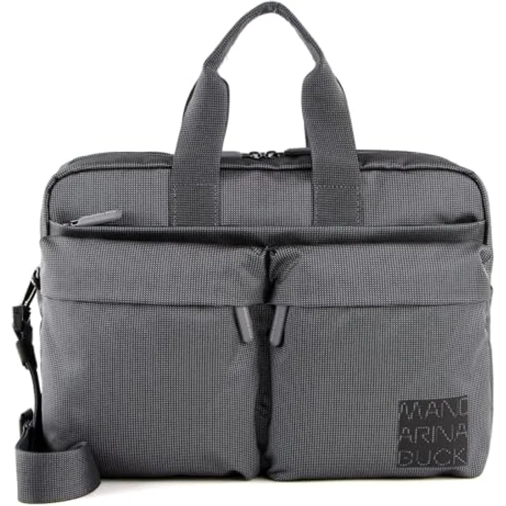 Mandarina Duck District Briefcase KPC01, Aktentasche aus strapazierfähigem Polyester mit Organizer für Laptop und Tablet, grau
