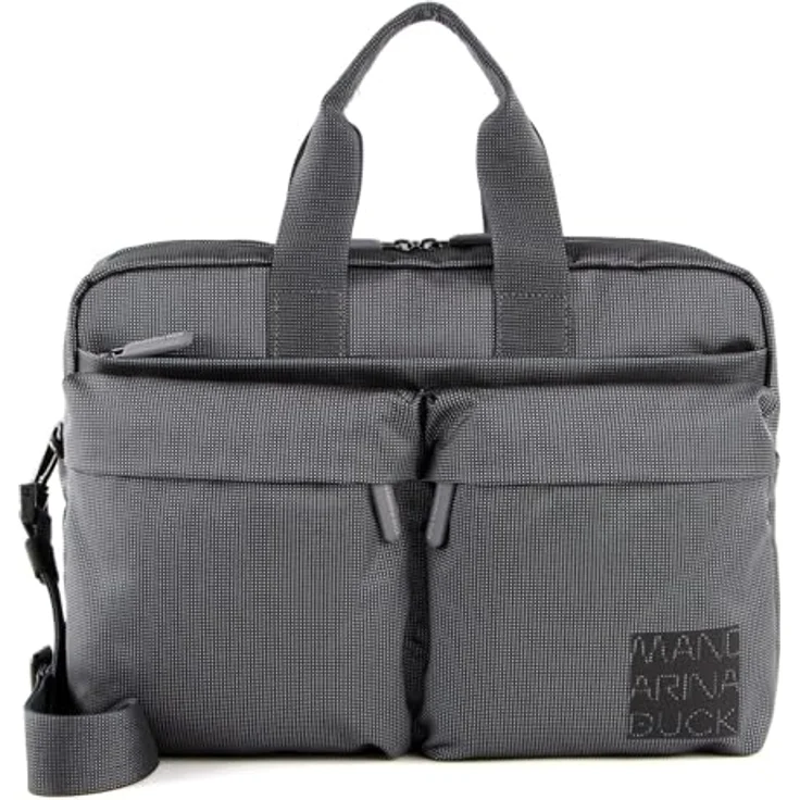 Mandarina Duck District Briefcase KPC01, Aktentasche aus strapazierfähigem Polyester mit Organizer für Laptop und Tablet, grau – Bild 1