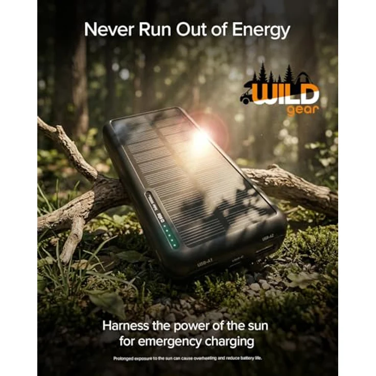 SBS Solar Ladegerät (10000 mAh, 10 W, 37 Wh), Powerbank, Schwarz – Bild 3