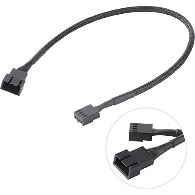 Akasa - Verlängerungskabel für Lüfterspannungsversorgung - 4-polig PWM (W) bis 4-polig PWM (M) - 30 cm - Schwarz – Bild 2