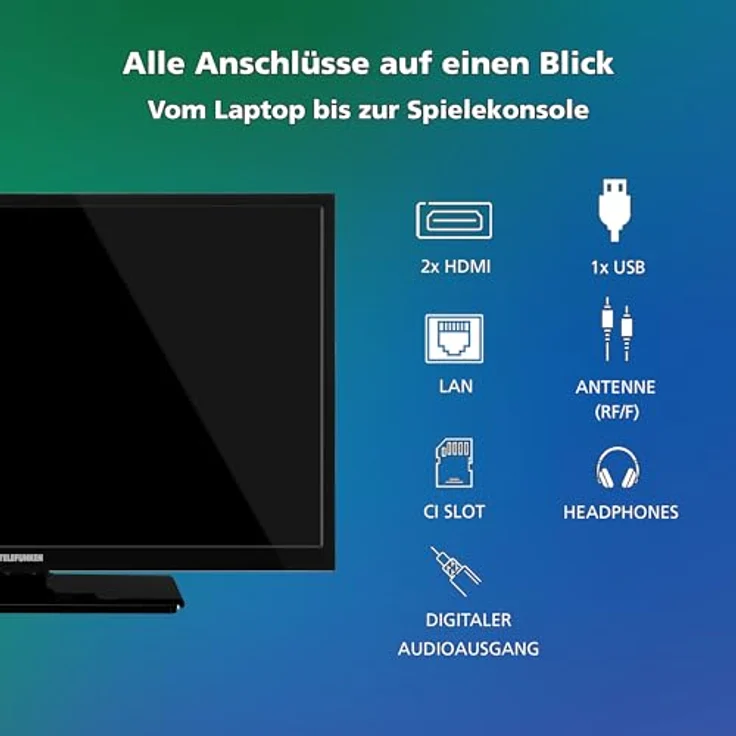Telefunken 24 Zoll Smart TV VIDAA XH24VP550M HD Fernseher, Schwarz, HDR TV mit Triple-Tuner – Bild 4
