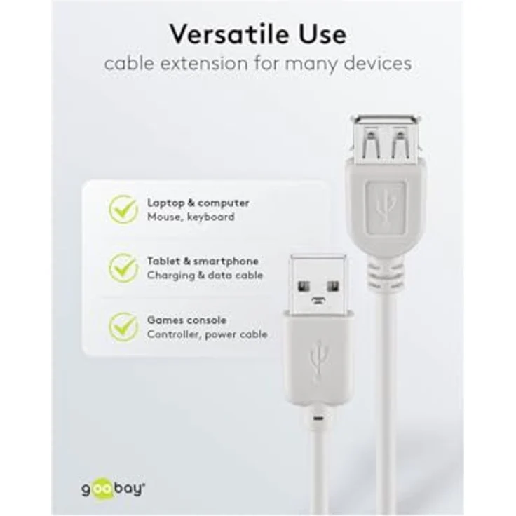 Wentronic USB 2.0 Verlängerung (A-Stecker auf A-Buchse) grau 3m – Bild 5