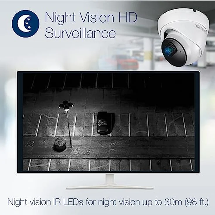 TRENDnet TV-IP1515PI Indoor Outdoor 5 MP H.265 PoE IR Fixed Turret Netzwerkkamera, IP66-Gehäuse, IR-Nachtsicht bis zu 30 m (98 Fuß), Sicherheitsüberwachungskamera, microSD-Kartensteckplatz, Weiß – Bild 4