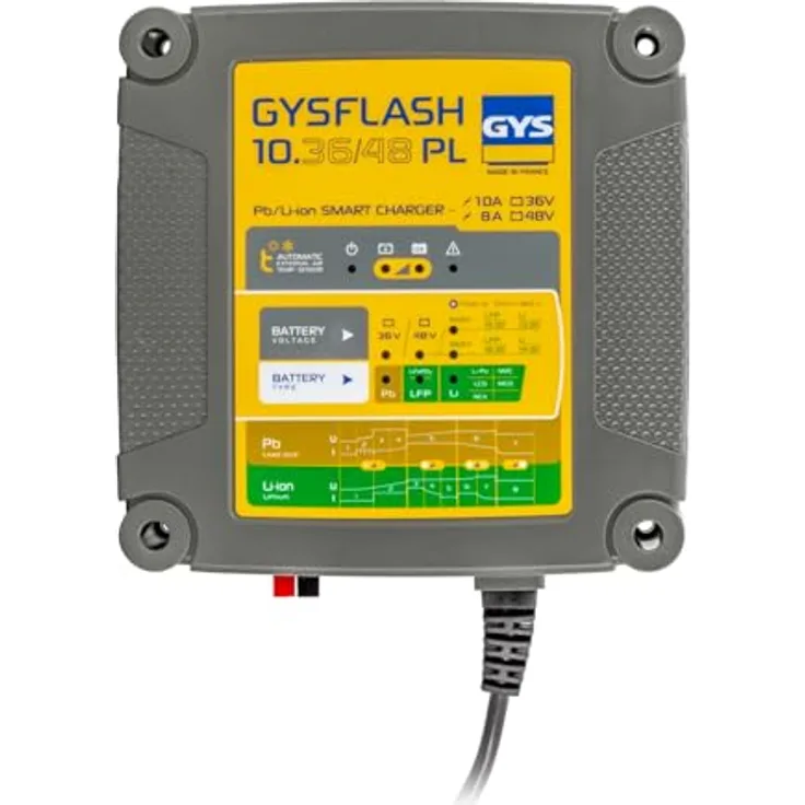 GYS GYSFLASH 10.36/48 PL 027060 Automatikladegerät 36 V, 48 V, UVP Wake up-Funktion, EBS-Technologie, Ladungserhaltung, für Blei-Säure- (Gel, AGM, nass, etc.)