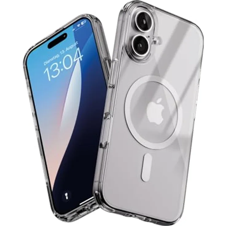 Woodcessories iPhone 16 Clear Case mit MagSafe | Transparente Handyhülle mit Kameraschutz | Anti Yellowing, Anti Kratzschutz, Dünn | DIY Knöpfe