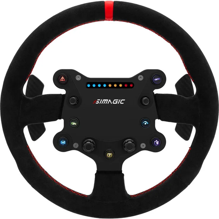 Simagic GTS Lenkrad mit Hub – Alcantara, 30 cm, RGB-Schaltanzeige, Kohlefaser-Schaltwippen