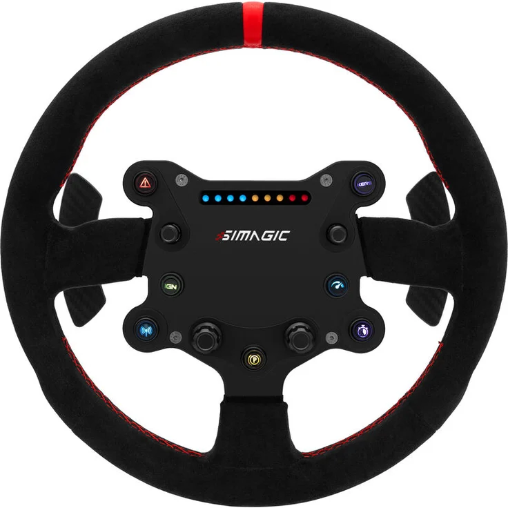 Simagic GTS Lenkrad mit Hub – Alcantara, 30 cm, RGB-Schaltanzeige, Kohlefaser-Schaltwippen