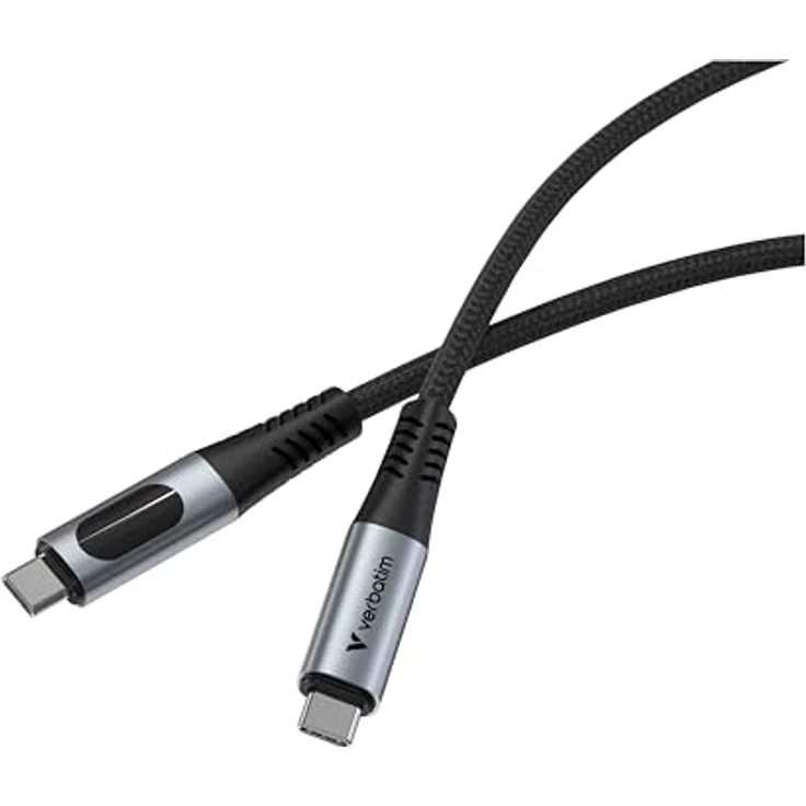 Verbatim USB-C Kabel, 1x USB-C Stecker - 1x USB-C Stecker, 1.2 m, ultraschnelles Laden bis 100 W, Aramidfaser-Kern, robuste Metalllegierungs-Stecker – Bild 2