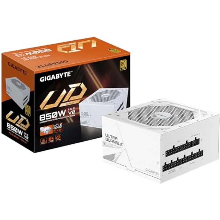 Gigabyte GP-UD850GM PG5 ICE, 850W ATX 3.1 Netzteil mit 80 PLUS Gold-Zertifizierung, vollmodular, Weiss – Bild 1