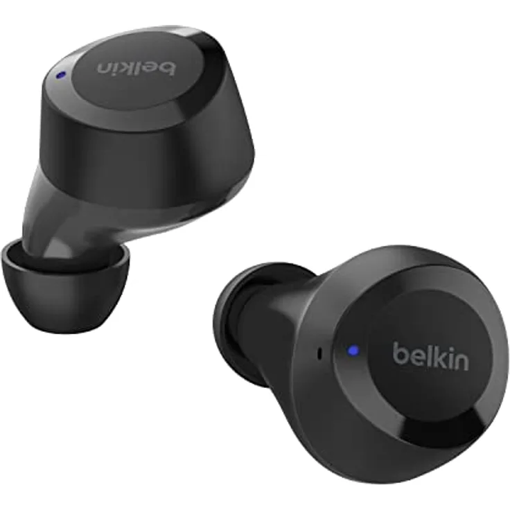 Belkin SoundForm Bolt True Wireless In-Ear-Kopfhörer, kabelloser Kopfhörer mit Mikrofon, Akkulaufzeit bis zu 28 Std., Monomodus, Schweiß- und Spritzwasserschutz der Schutzart IPX4, für iPhone, Galaxy