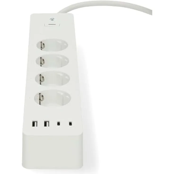 Nedis SmartLife Power Strip, Wi-Fi Hybrid 4-fach Steckdose mit 2x USB-A und 2x USB-C, 16 A, 3680 W, 2.00 m, Sprachsteuerung kompatibel mit Amazon Alexa und Google Home