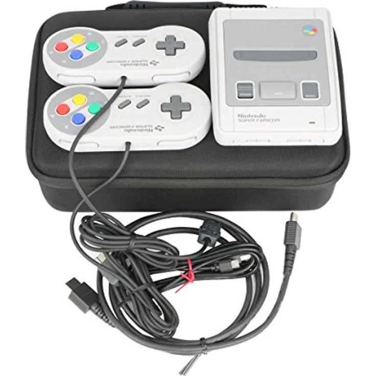 co2CREA Hartschalen-Tasche für Nintendo Classic Mini Konsole, tragbare Schutzhülle mit interner Tasche und robustem Doppelreißverschluss – Bild 2