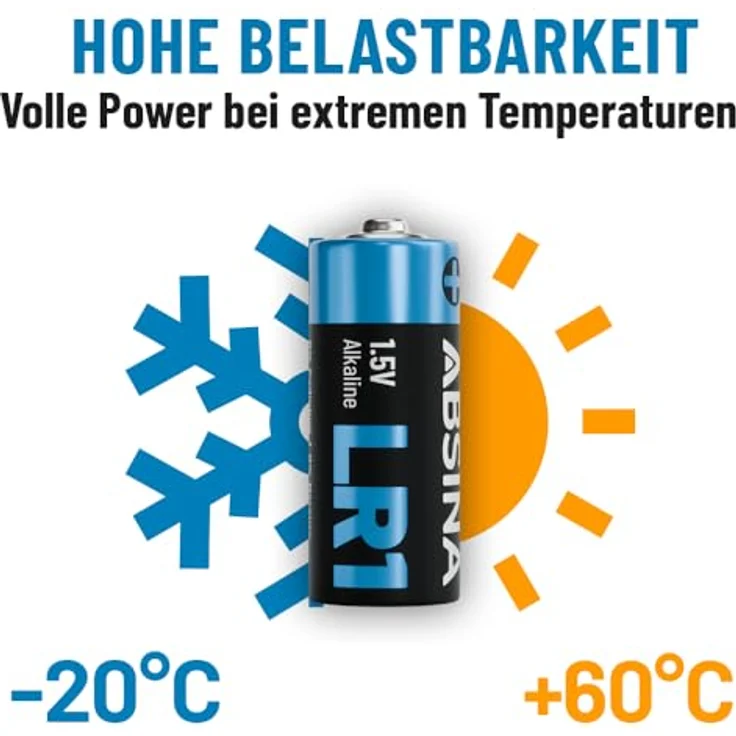 ABSINA ABSINA LR1 Alkaline 1.5V 16er Pack Batterie, hohe Kapazität & Temperaturbeständigkeit – Bild 6