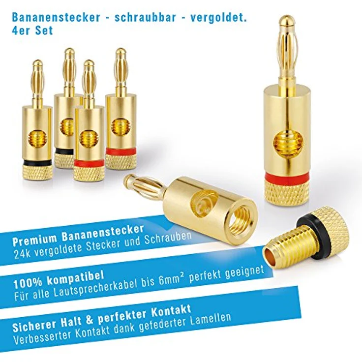 PureLink SP020-010 Lautsprecherkabel 2 x 4,0mm² (99,9% OFC Vollkupfer 0,10mm Litze) Hifi Boxenkabel, 10m, transparent, Set inkl. 4 Bananenstecker – Bild 10