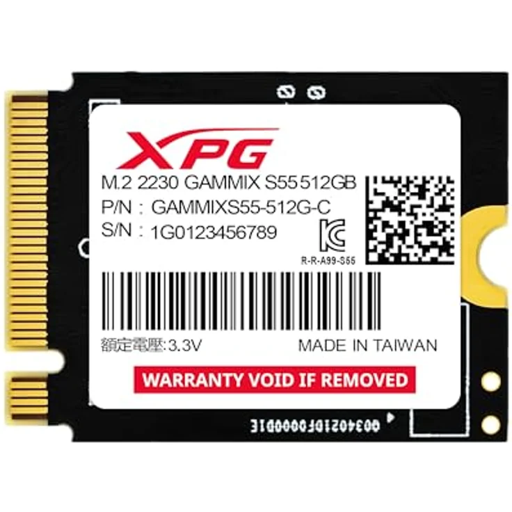 ADATA XPG GAMMIX S55 512GB SSD, NVMe, Lesegeschwindigkeit bis zu 5000 MB/s, Schreibgeschwindigkeit bis zu 3000 MB/s, M.2 2230, SMART-Unterstützung – Bild 1