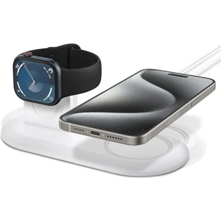 Spigen Magfit Duo Apple Magsafe & Watch Charger Stand (5 W), Schwarz/Weiss, Wireless Charger – Bild 2