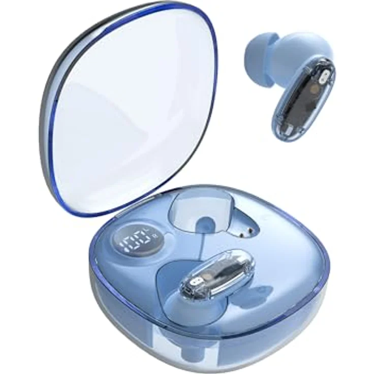 Mars Gaming MHIB2, Bluetooth 5.4 Kopfhörer mit 24 Stunden Akkulaufzeit, Immersivem Klang und Ergonomischem Design, Halbtransparent, Blau – Bild 1