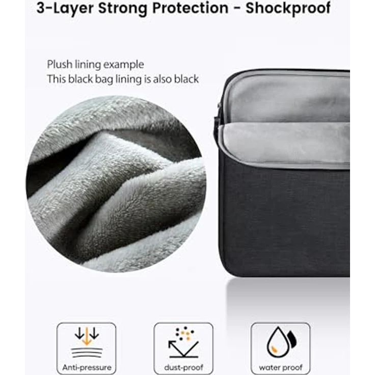UPERFECT 16.1 Zoll Laptoptasche, wasserdichte Schutzhülle mit 3-Schicht-Schutz und Außentasche für 15.6-16.1 Zoll Geräte – Bild 2