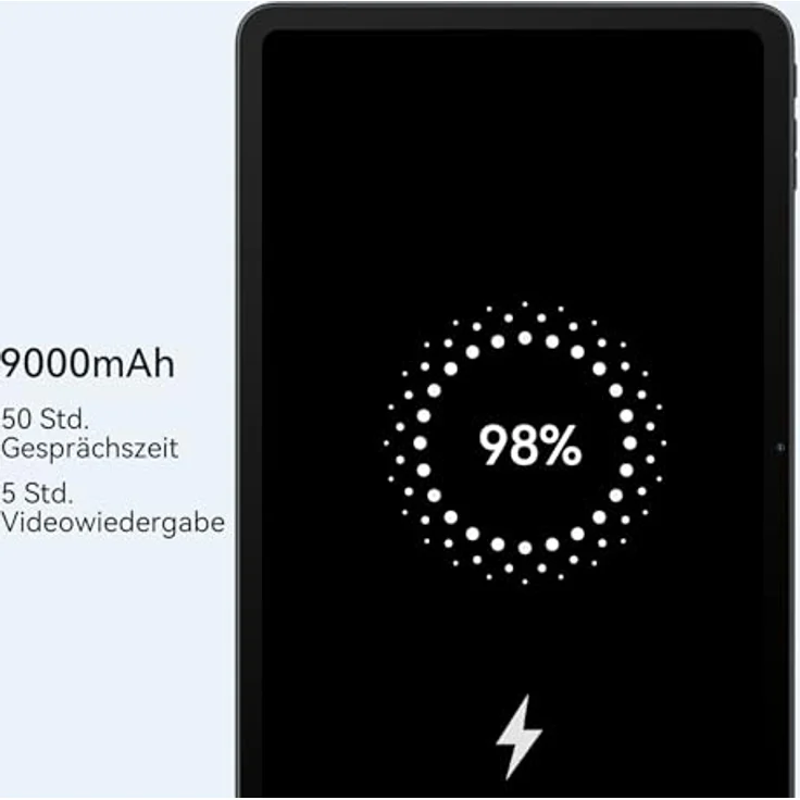 Blackview Mega2 Android 15 Tablet 12 Zoll, 24GB RAM+256GB ROM, 2K FHD, Dual 4G LTE+5G WiFi, Octa Core T615, 9000 mAh Akku, WideVine L1, Dual Kamera, Face ID, GPS - Schwarz – Bild 4