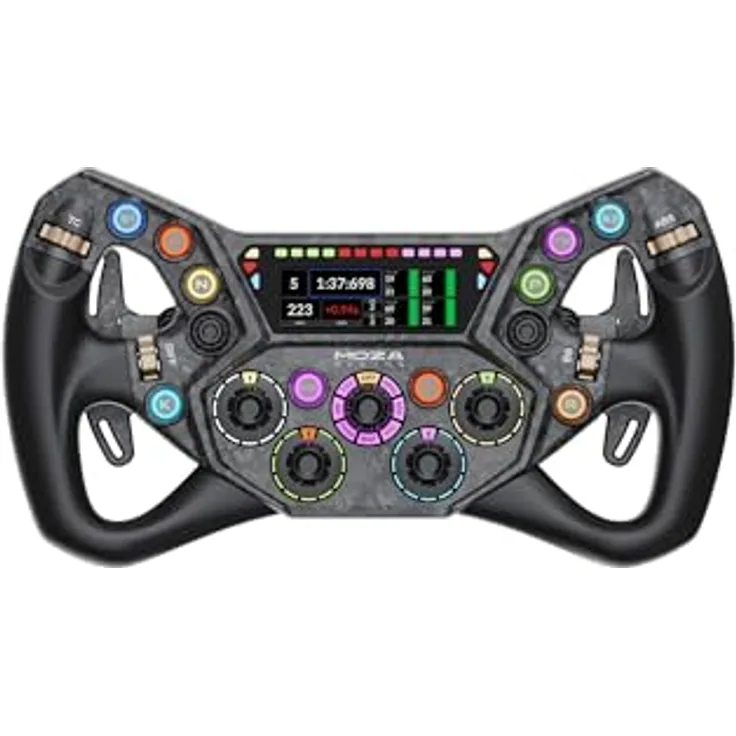 MOZA KS Pro Sim Racing Lenkrad, 300-mm-GT-Lenkrad mit HD-Display, Kohlefaserverstärkung und professioneller RGB-Telemetriebeleuchtung