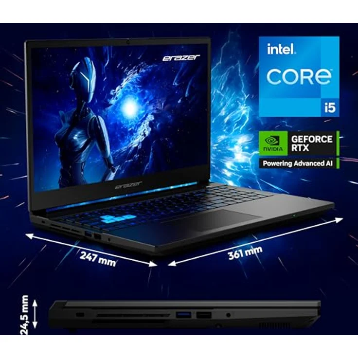 ERAZER Scout 15 E1, 15,6 Zoll Full HD Gaming Laptop mit Core i5 13420H, GeForce RTX 5050 8GB GDDR7, 16GB DDR5 RAM, 1TB PCIe SSD, Windows 11 Home, RGB Backlit-Keyboard – Bild 2