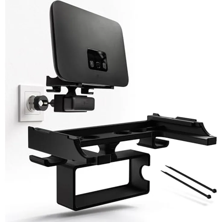 Mobilefox Wandhalterung Steckdosenhalterung für Telekom Speedport Smart 4 | 4 Plus | 4R Router, WLAN Halterung mit Kabelmanagement und einfacher Installation ohne Bohren