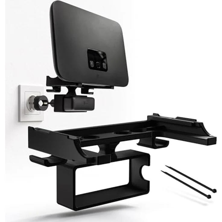 Mobilefox Wandhalterung Steckdosenhalterung für Telekom Speedport Smart 4 | 4 Plus | 4R Router, WLAN Halterung mit Kabelmanagement und einfacher Installation ohne Bohren – Bild 1