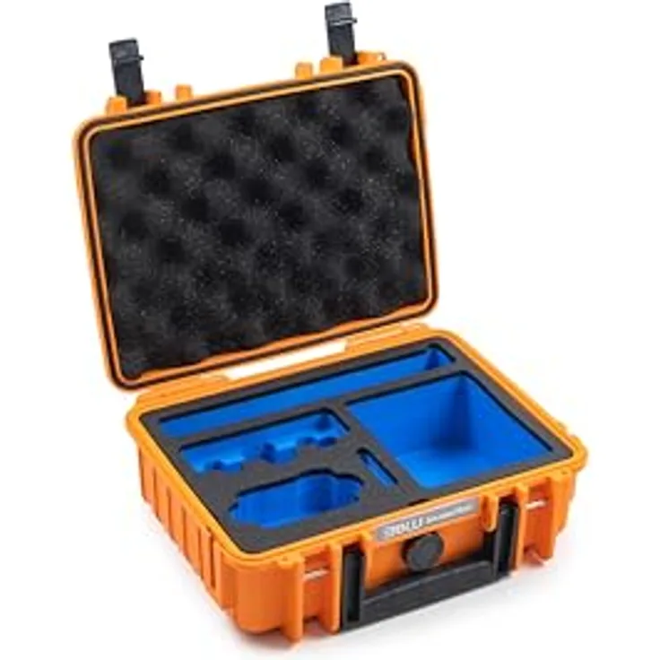 B & W International Transportkoffer, stabil und wasserdicht IP67, Innenmaße 250 x 175 x 95 mm, schwarz/blau