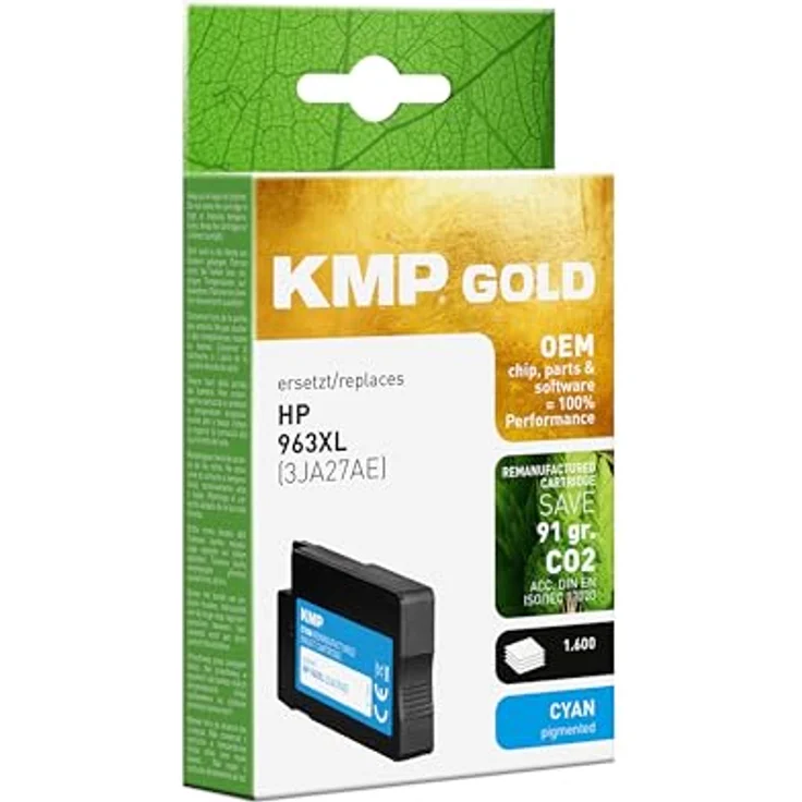 KMP Druckerpatrone Original Cyan 1766,6003, kompatibel mit höchster Farbintensität und Qualität – Bild 1