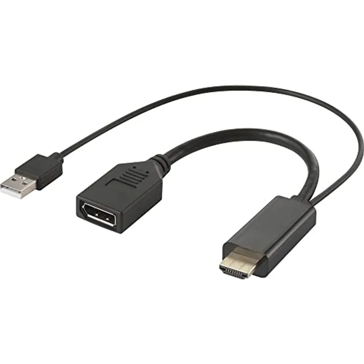 Renkforce HDMI/DisplayPort Adapterkabel Schwa, 4K 60 Hz, mit USB-Stromversorgung