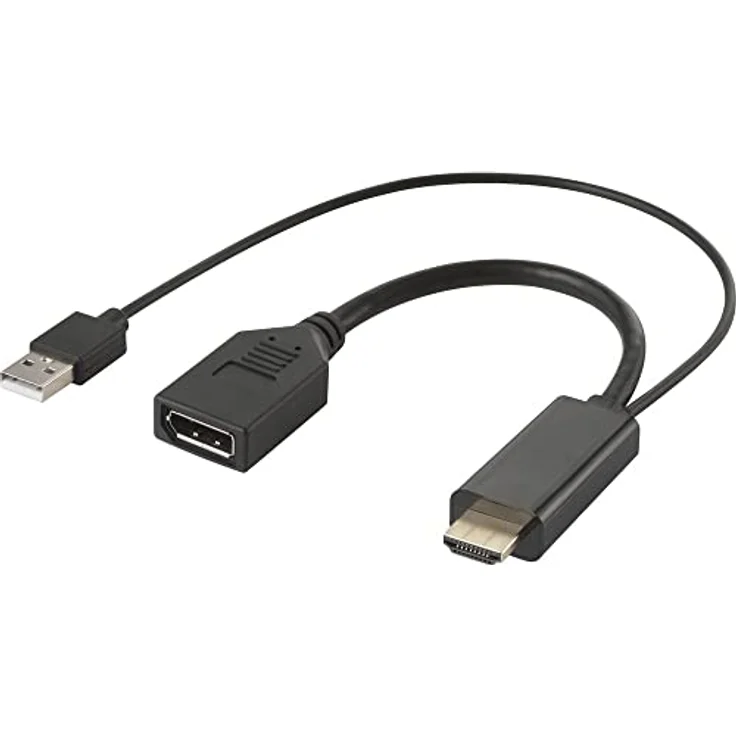 Renkforce HDMI/DisplayPort Adapterkabel Schwa, 4K 60 Hz, mit USB-Stromversorgung – Bild 1