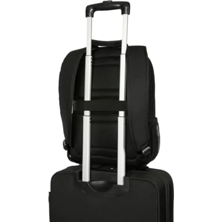 Targus GeoLite EcoSmart Advanced Backpack 15.6", Notebooktasche für 14-16 Zoll Laptops, Schwarz, aus recyceltem Material, wasserabweisend, mit Trolley-Gurt und gepolstertem Rückenteil – Bild 8