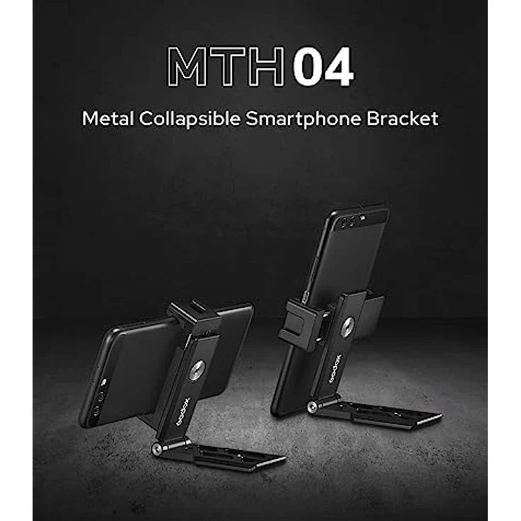 Godox Metal Collapsible Smartphone Bracket, Zusammenklappbare Halterung aus Metall für Smartphones, Schwarz – Bild 2