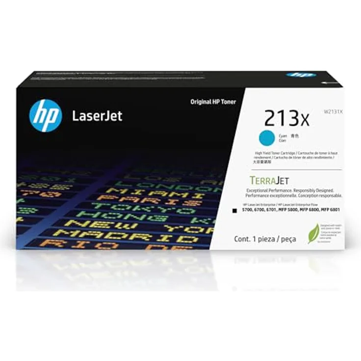 HP 213X Cyan Original Laserjet-Tonerkartusche, hohe Reichweite für bis zu 6.000 Seiten, TerraJet Technologie