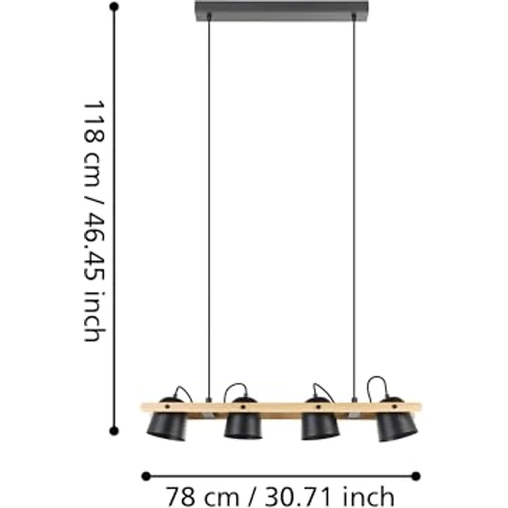 Eglo Hornwood-Z LED-Pendelleuchte, RGB/CCT, 79,3 cm x 20,9 cm, Schwarz-Braun, smarte Deckenbeleuchtung mit App-Steuerung – Bild 3