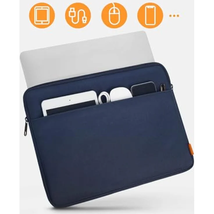 Inateck Laptoptasche Hülle für 15,3 Zoll MacBook Air M4/M3/M2 und 14 Zoll Laptops, spritzwassergeschützt, schwarz, mit Zubehör-Fach – Bild 3