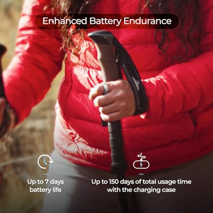 RingConn Smart Ring ohne App-Abonnement, Größe zuerst mit Größen-Set, 7 Tage Akkulaufzeit, Aktivitäts- und Schlaf-Tracker/Stress-/Herzfrequenz-Monitor, kompatibel mit iOS und Android (Silber, Größe 13) – Bild 3