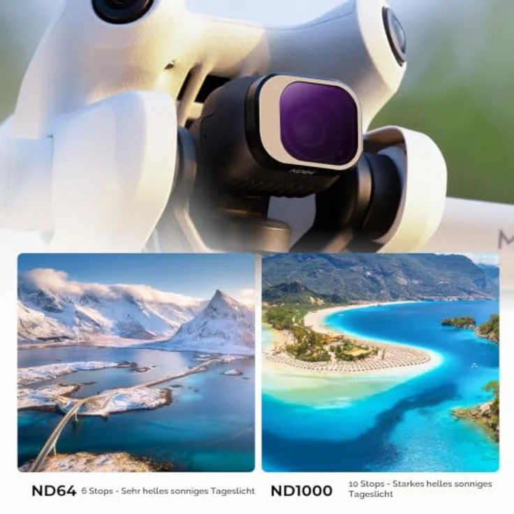 K&F CONCEPT Mini 4 Pro ND Filterset, 6 Stück ND4 bis ND1000, HD optisches Glas, ultraleichter Rahmen, kompatibel mit DJI Mini 4 Pro – Bild 5