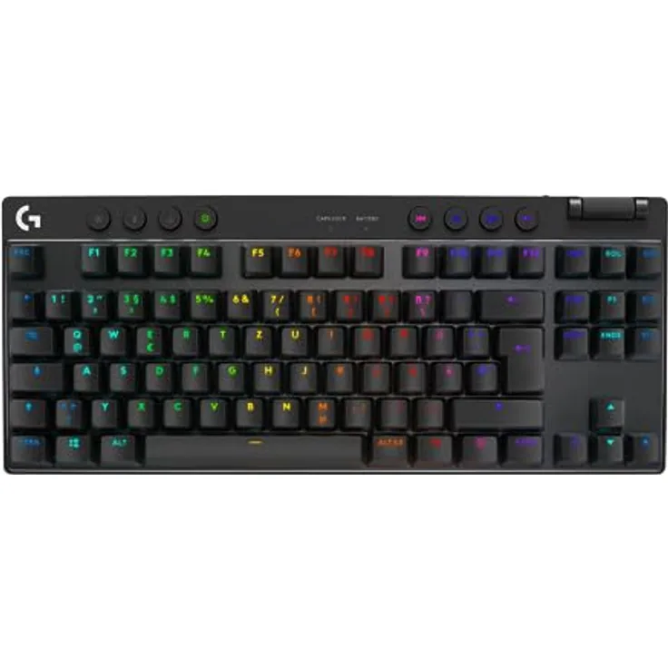 Logitech G PRO X TKL LIGHTSPEED kabellose Gaming-Tastatur, ultramobiles Design ohne Ziffernblock, LIGHTSYNC RGB, PBT-Tastenkappen, Tactile Switches (GX Brown), QWERTZ Deutsches Layout, Schwarz