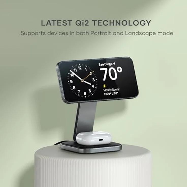 Satechi 2-in-1 Foldable Qi2 Wireless Charging Stand (15 W), Grau – Bild 3