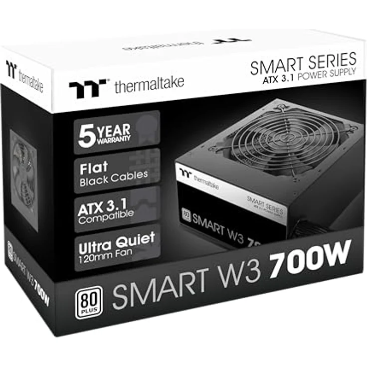 Thermaltake Smart W3 700W | ATX 3.1 | 80Plus White, Netzteile - Vollständig ATX 3.1 kompatibel, leiser 120mm-Lüfter, nicht-modulare Flachbandkabel – Bild 5