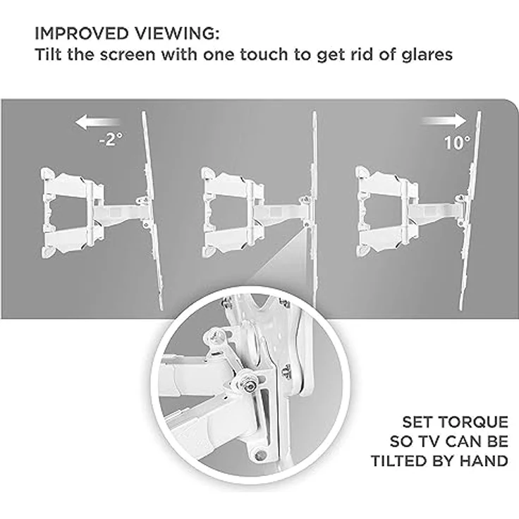 ONKRON M5-W TV Wandhalterung schwenkbar, weiß, für 37-70 Zoll TVs bis zu 36,4 kg, VESA 100x100-400x400, ausziehbar & neigbar – Bild 4
