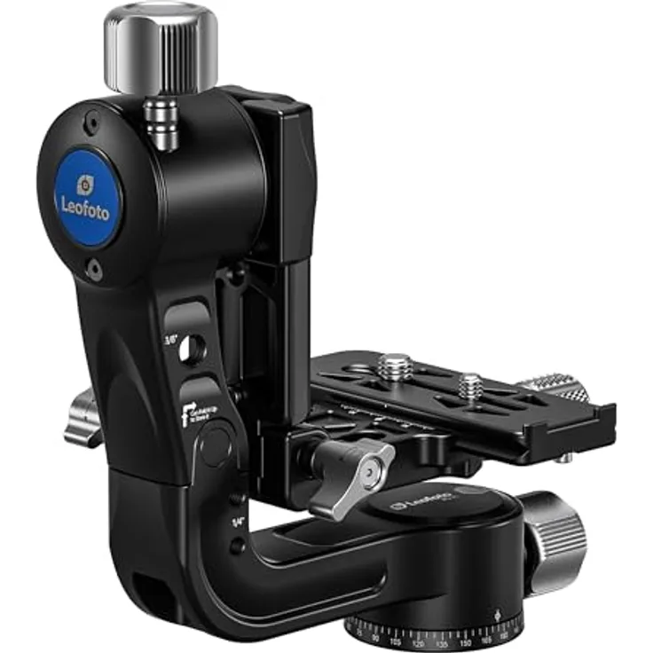 LEOFOTO 2-Wege-Neiger PG-2S Gimbal, Ideal für Tier- und Sportfotografie, Arca-Swiss-Standard, schwarz