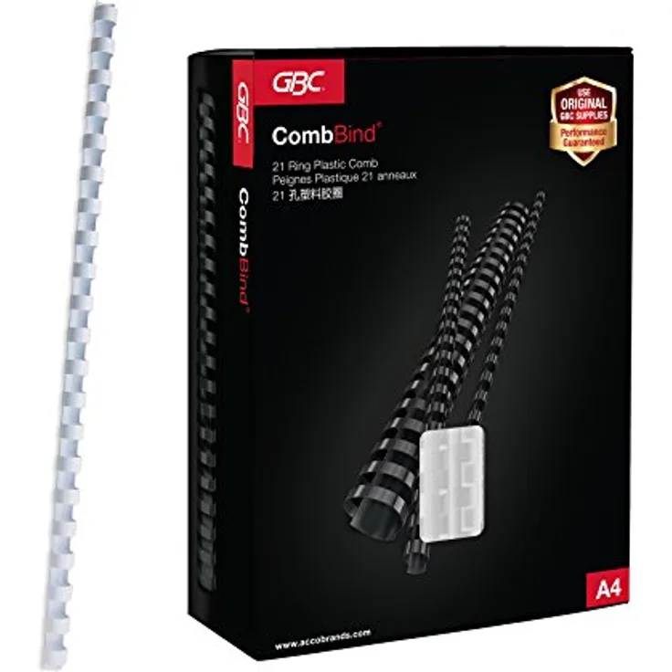GBC Kunststoff-Binderücken (21 Ringe, 390 Blatt, A4, 45 mm), 50 Stück weiß