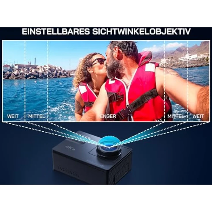 WOLFANG GA300 Action Cam, 4K 60FPS Video, 24MP Foto, WiFi, 40M wasserdicht, mit Doppelmikrofon und Zubehör – Bild 5